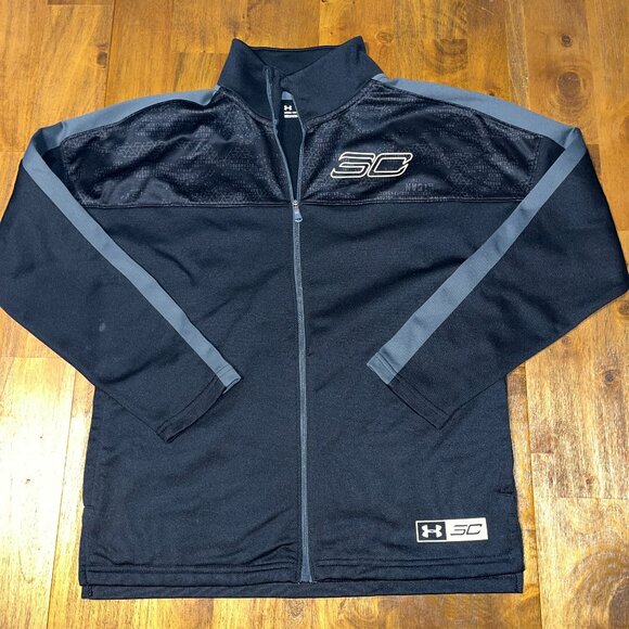 Under Armour Steph Curry full zip athletic jacket black gray youth large - Picture 1 of 6